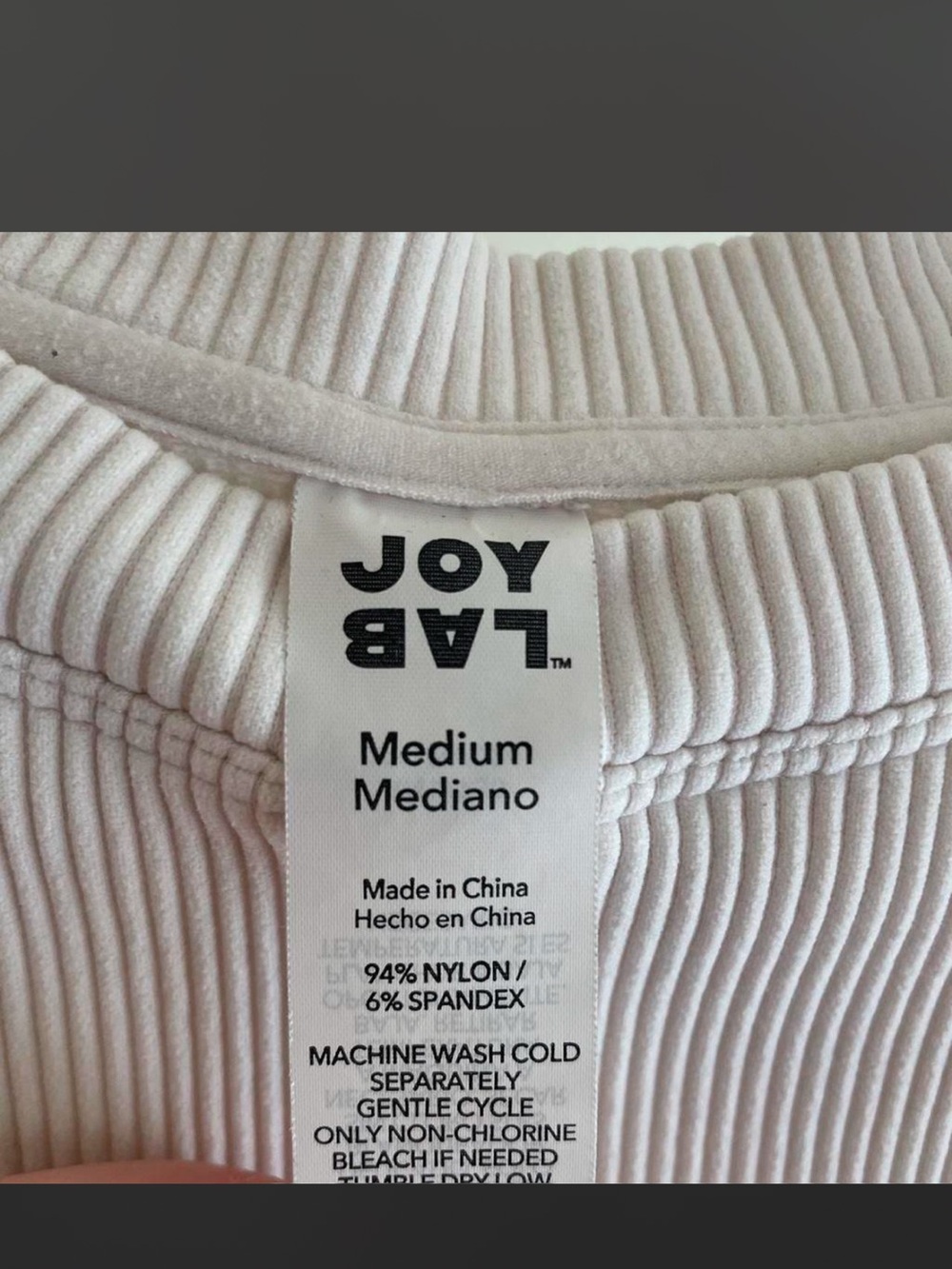 JoyLab White Ribbed Short Sleeve Tee - Picture 2 of 4